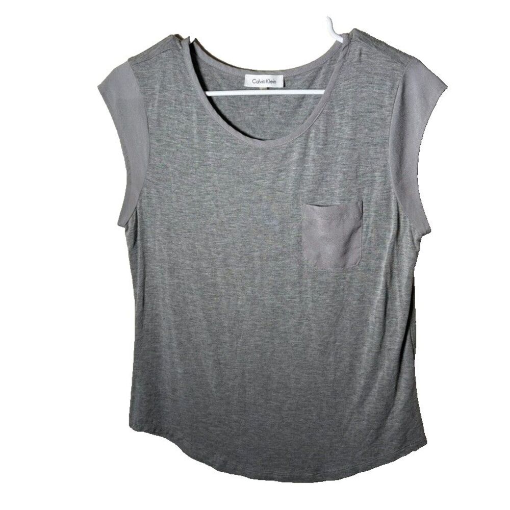 Calvin Klein Blouse Women's XS/S Sleeveless Pocket Round Neck Solid Shirt Top